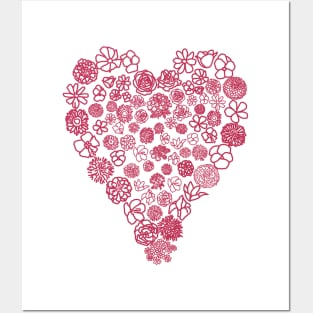 Viva Magenta Floral Heart of Flowers Mothers Day Posters and Art